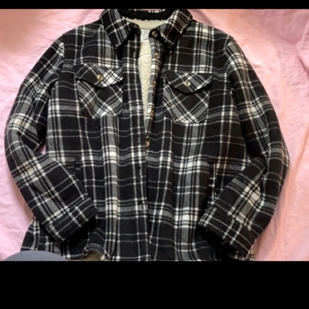 SAGE Collective fleece plaid button up with fuzzy lining